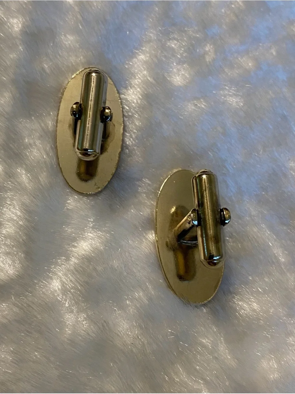 🍀VTG Gold Oval Cufflinks with Textured Center Stripe